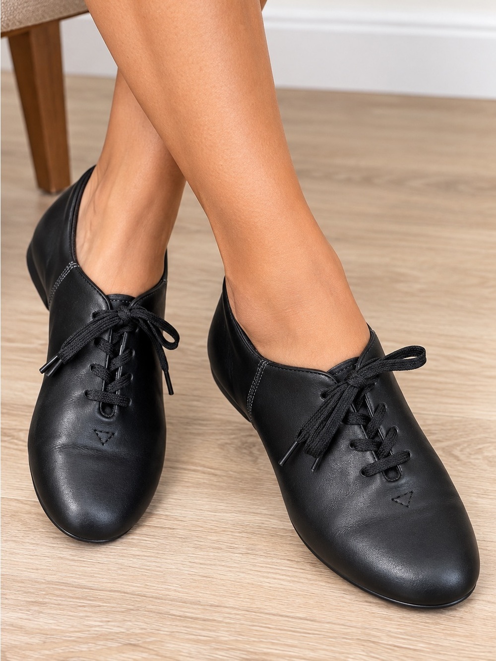 Capezio Black  Lace-Up Leather Tap Shoes